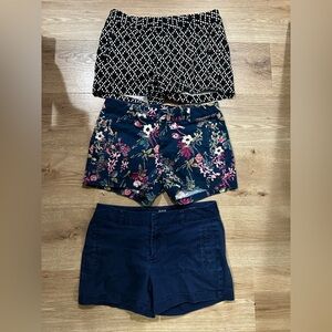 a.n.a Navy Floral High-Waist Shorts